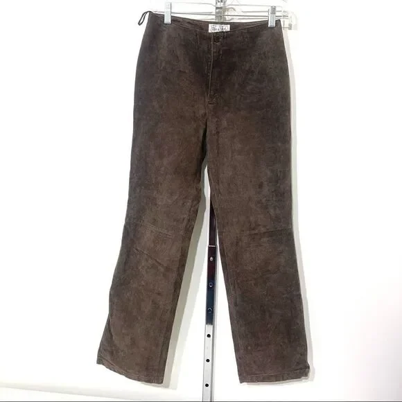 Live A Little brown suede pants jeans EUC size 4 leather - Picture 7 of 13